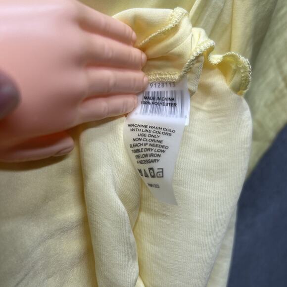 Nordstrom Vince Camuto Side Drawstring Rumple Blouse Top Women's Medium Yellow - Picture 6 of 8